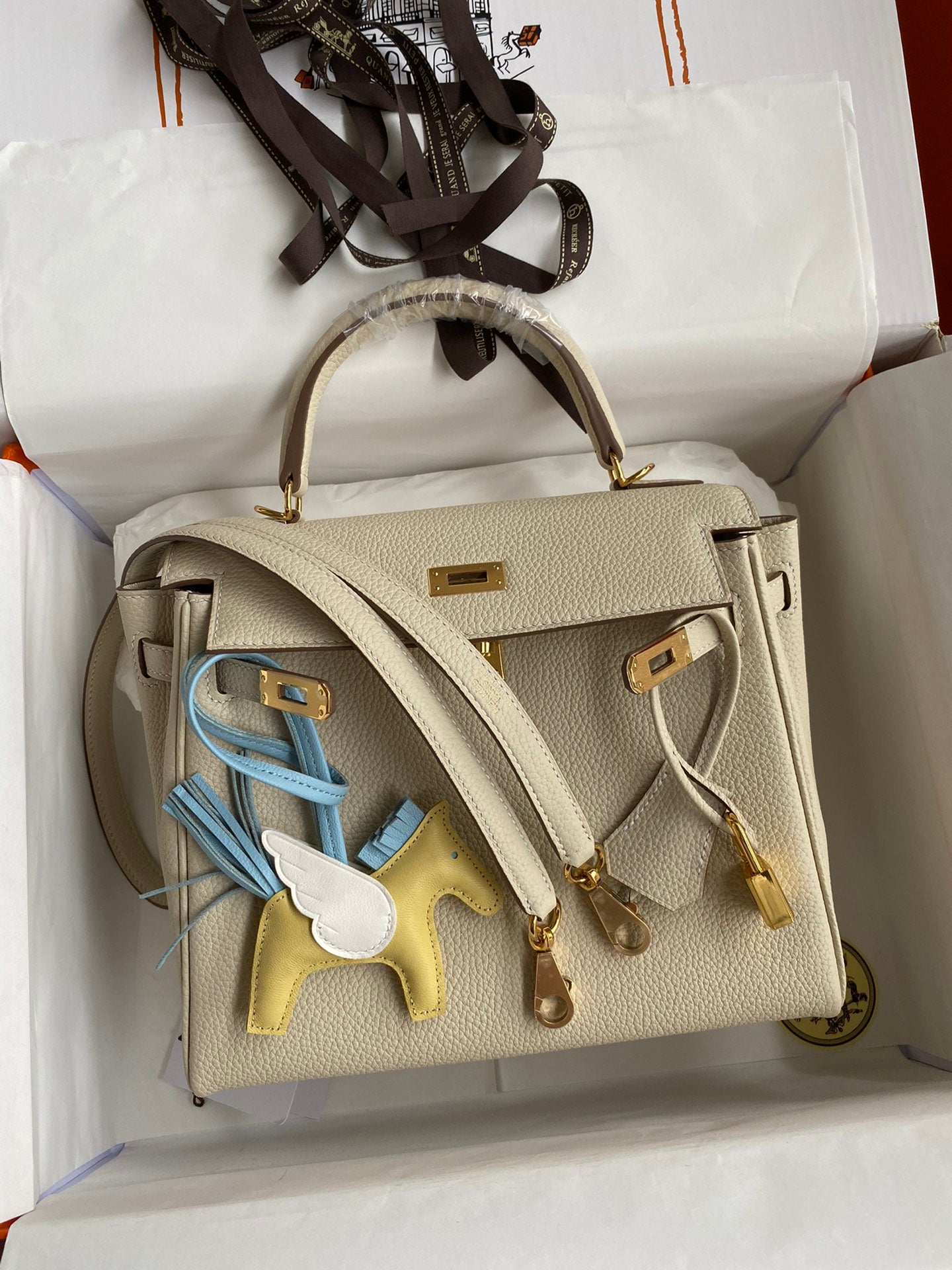 Kelly 25 Togo Leather Bag - Full Set