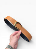 Luck Reversible Leather Belt – Gold C-Shaped Buckle