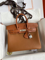 Birkin 30 Togo Leather & Crocodile Leather Bag - Silver Hardware | Full Set