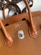 Birkin 30 Togo Leather & Crocodile Leather Bag - Silver Hardware | Full Set