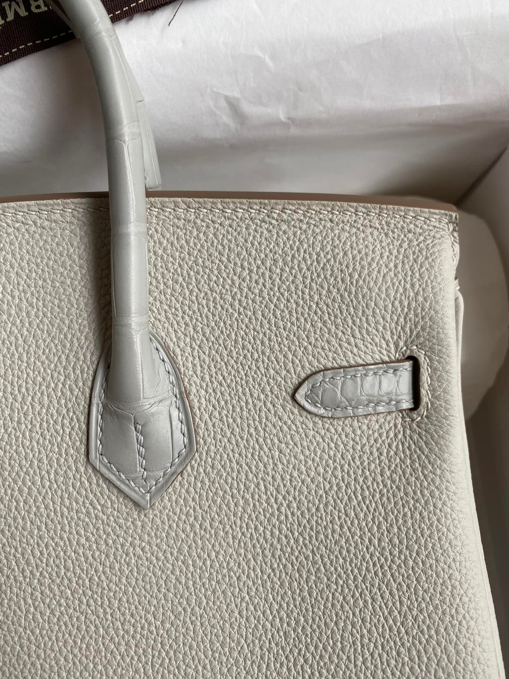 Birkin 30 Togo Leather & Crocodile Leather Bag - Silver Hardware | Full Set