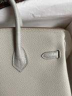 Birkin 30 Togo Leather & Crocodile Leather Bag - Silver Hardware | Full Set