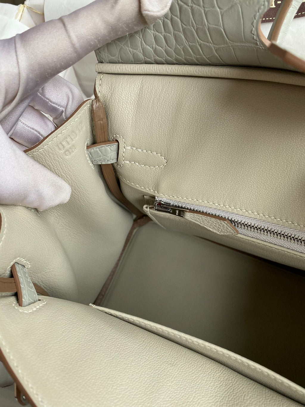 Birkin 25 Togo Leather & Crocodile Leather Bag