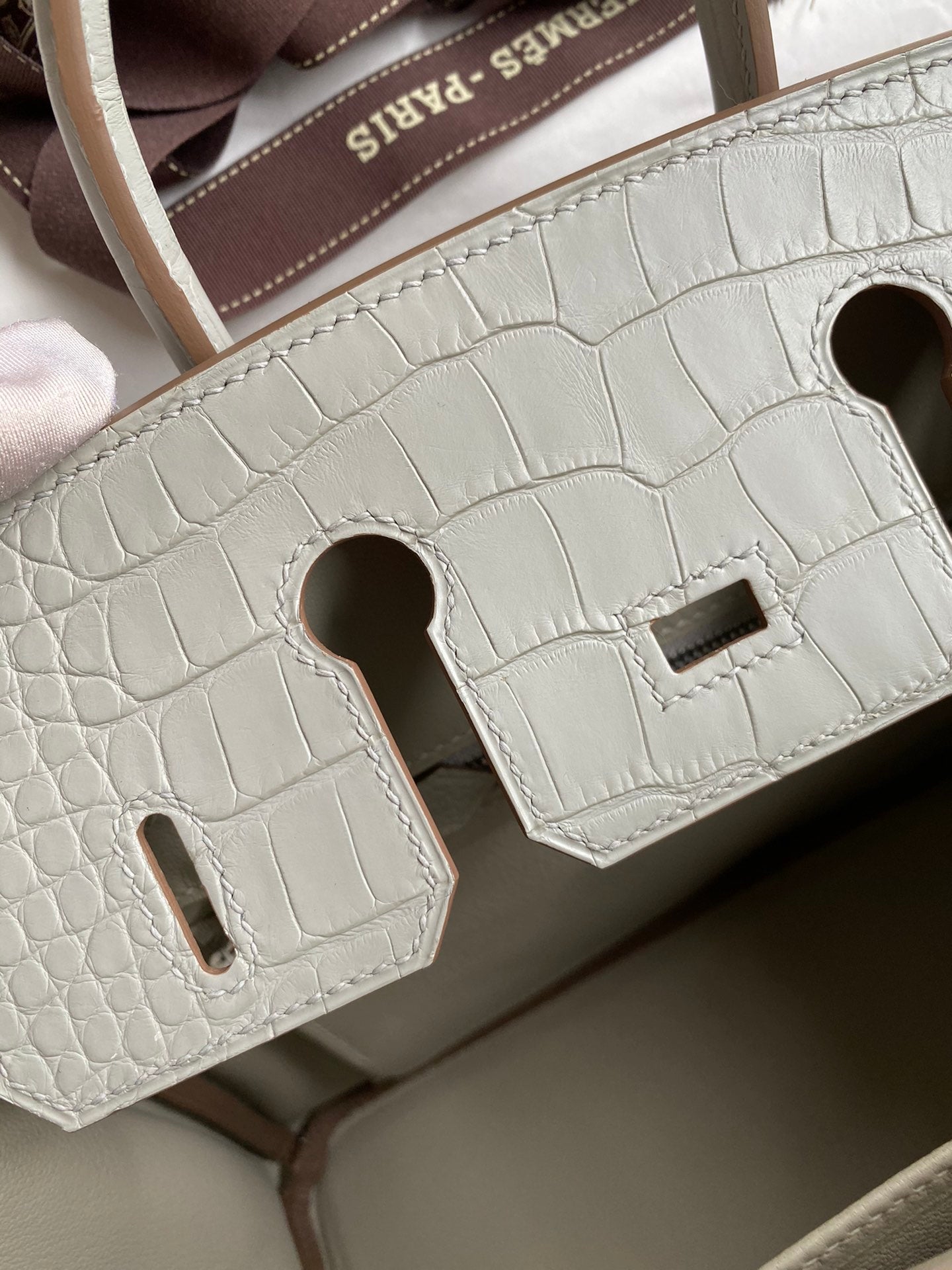 Birkin 30 Togo Leather & Crocodile Leather Bag - Silver Hardware | Full Set