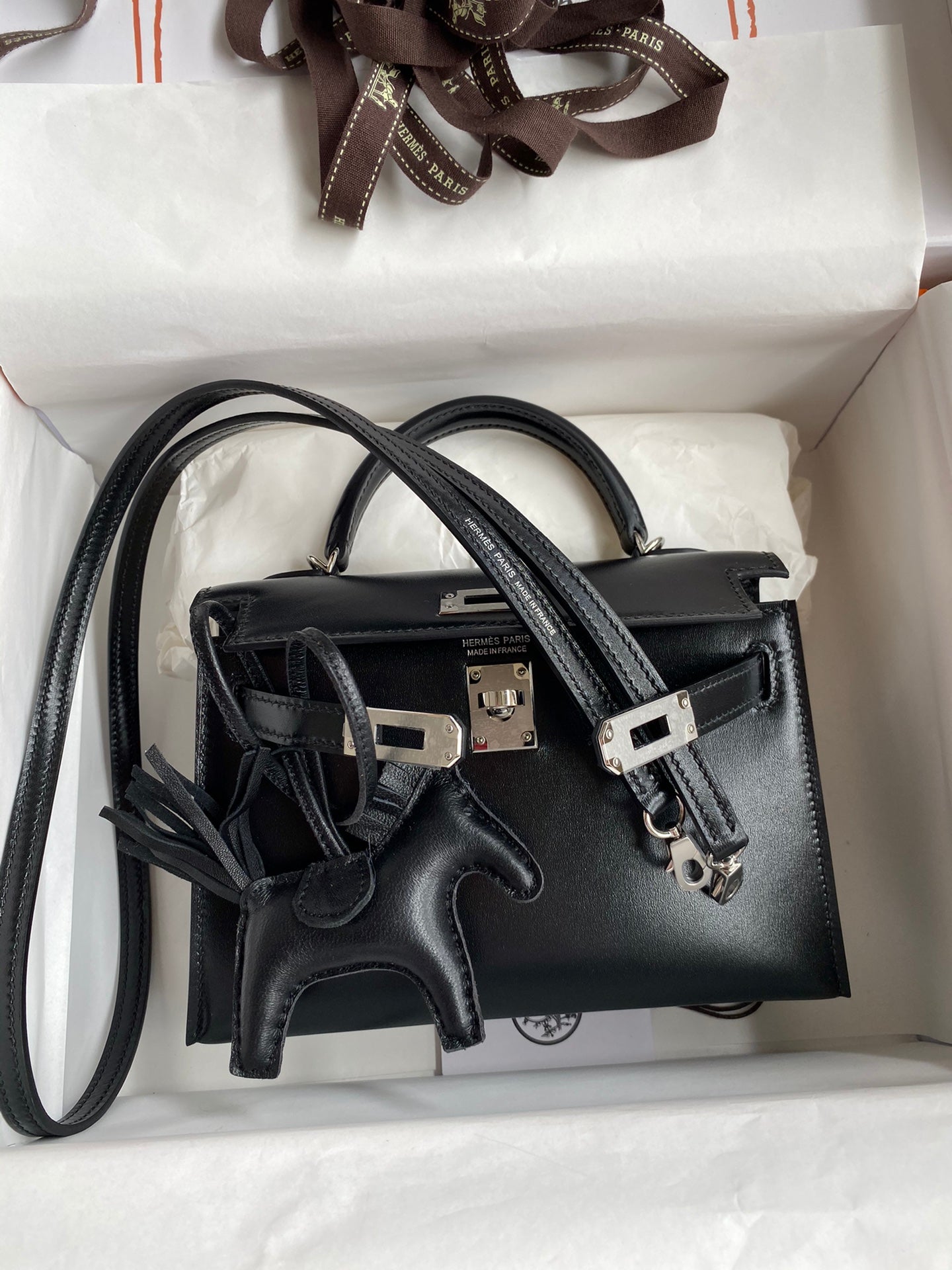 Mini Kelly 19cm Box Leather Handbag