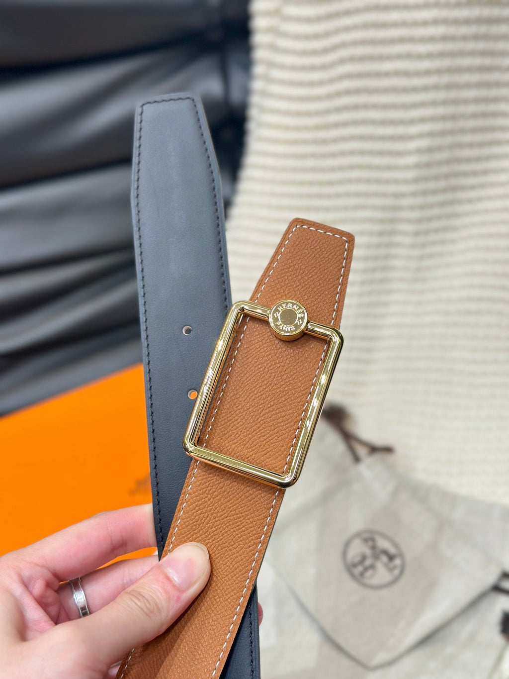 Oscar Reversible Leather Belt – Gold Buckle – 12mm