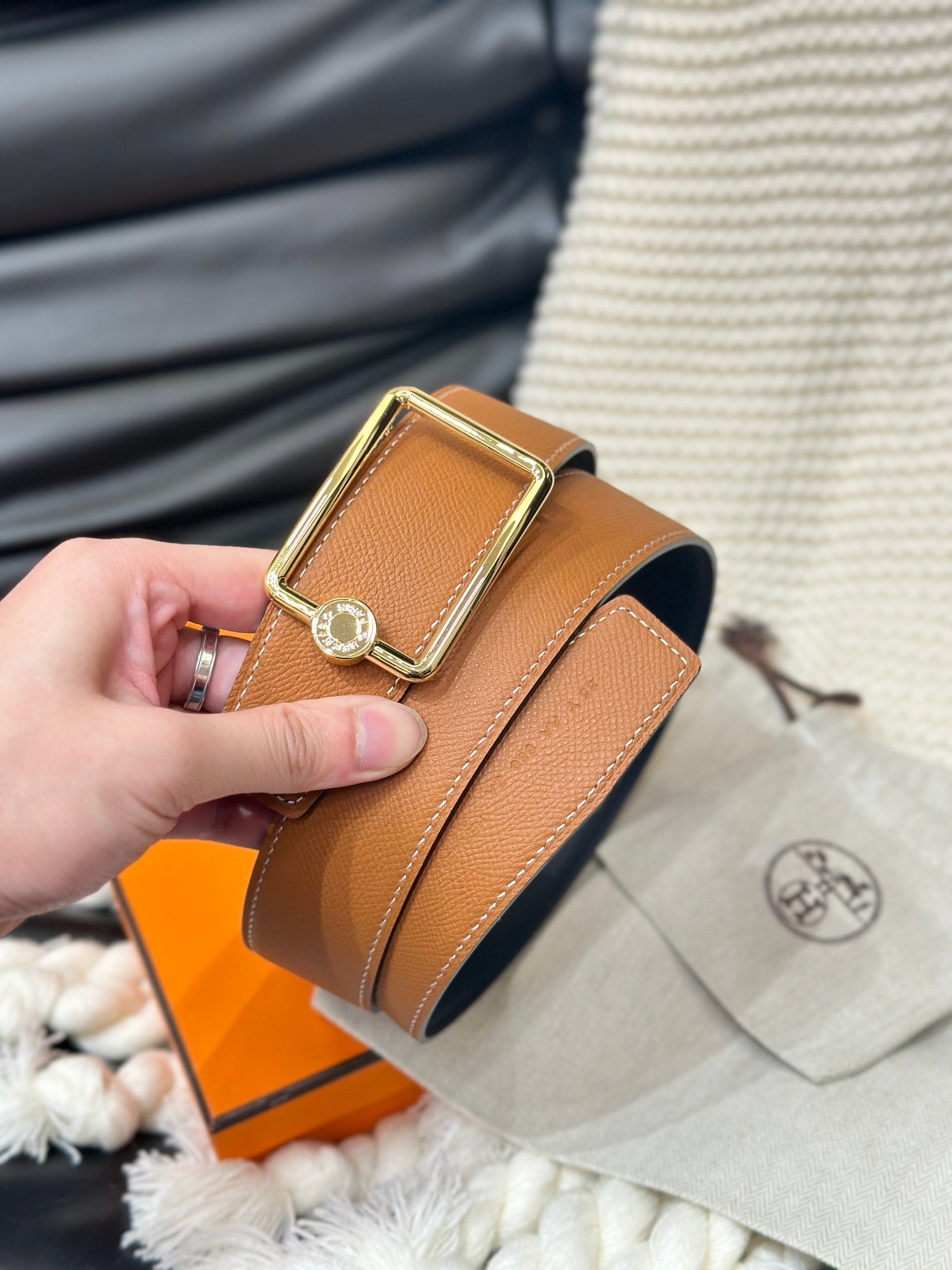 Oscar Reversible Leather Belt – Gold Buckle – 12mm