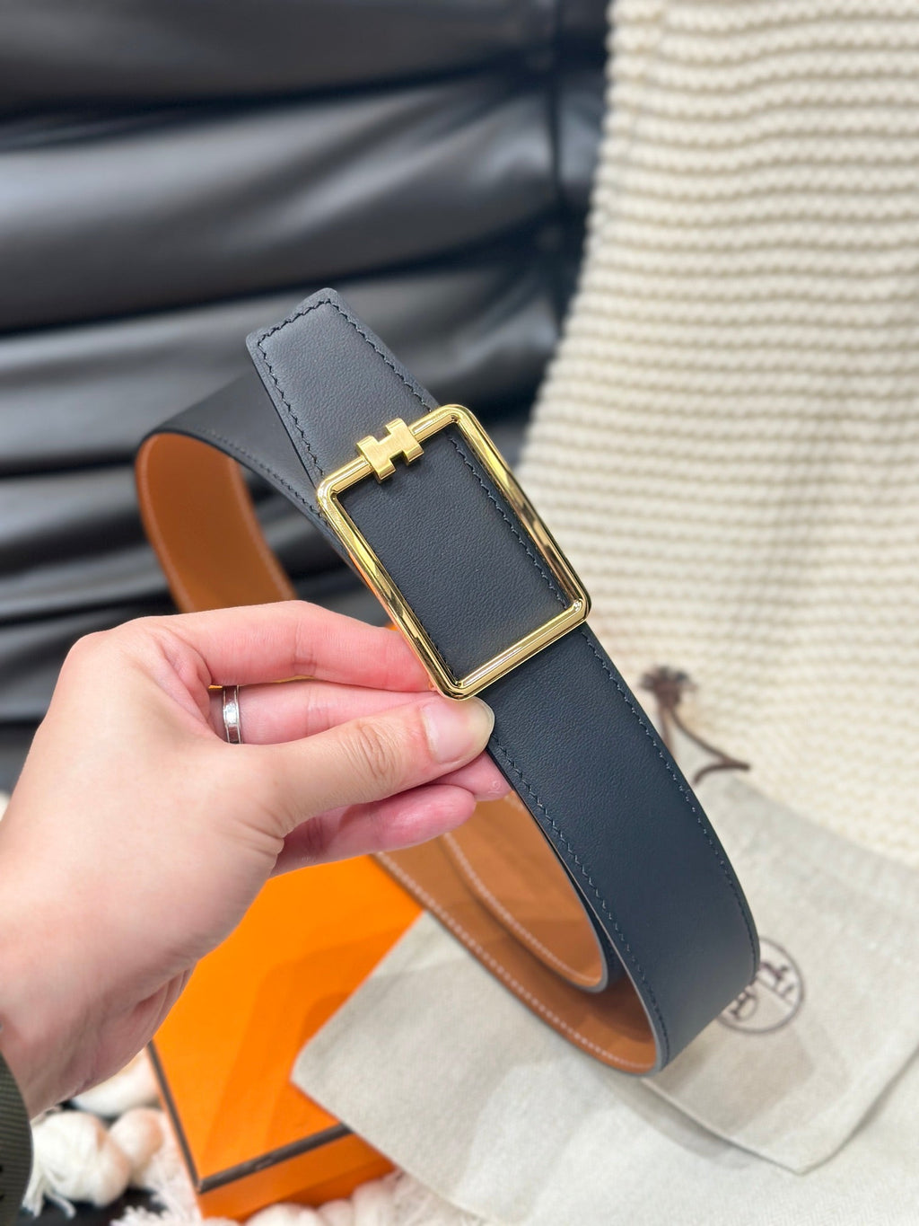 Tube H Reversible Leather Belt