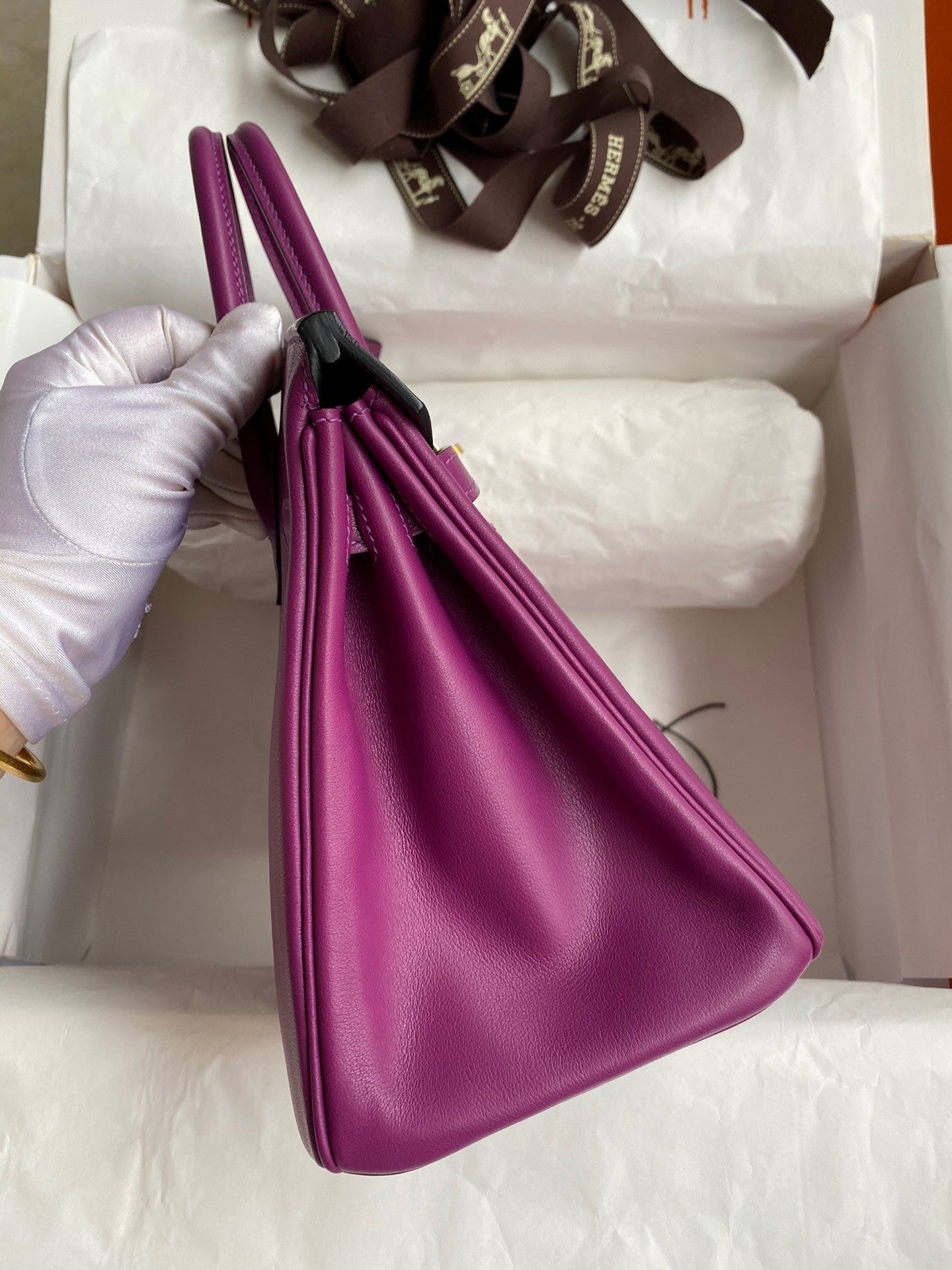 Birkin 25 Swift Calfskin Leather Handbag