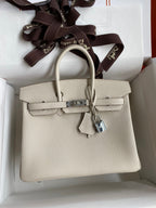 Birkin 25cm Togo Leather Handbag - Silver hardware