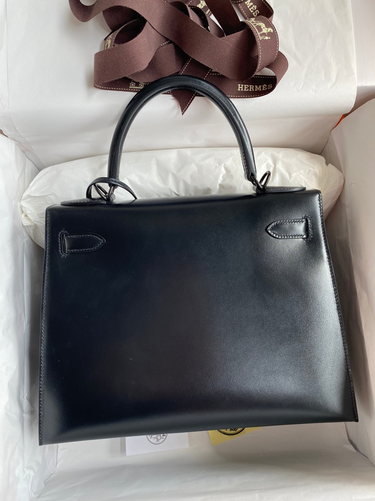 Kelly 25cm Box Leather Handbag