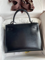 Kelly 25cm Box Leather Handbag - Full Set