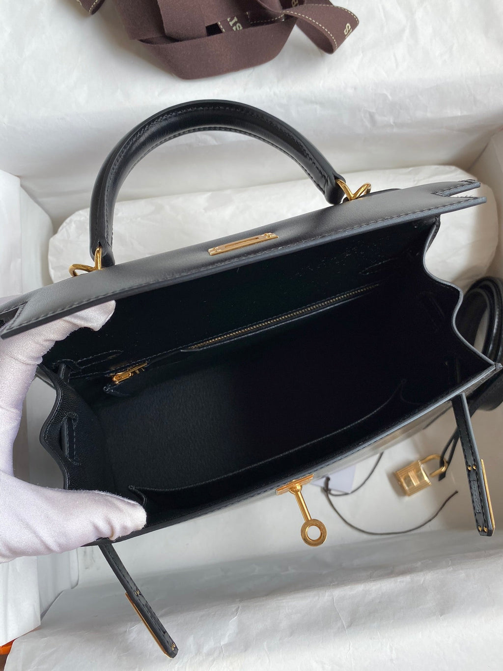 Kelly 25cm Box Leather Handbag - Full Set