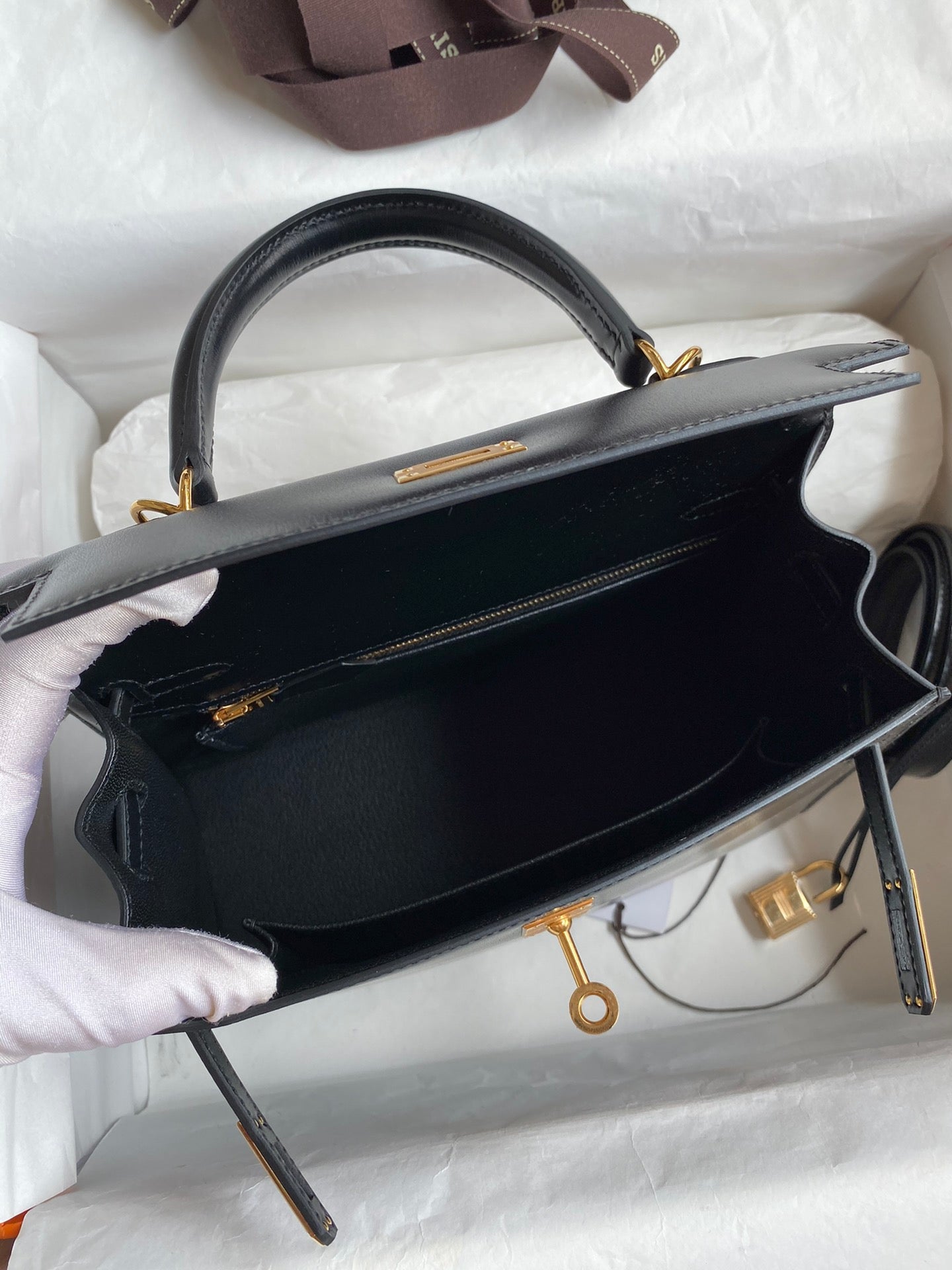 Kelly 25cm Box Leather Handbag - Full Set