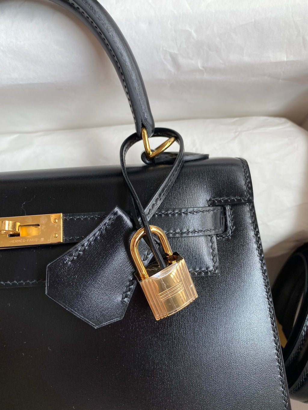 Kelly 25cm Box Leather Handbag - Full Set
