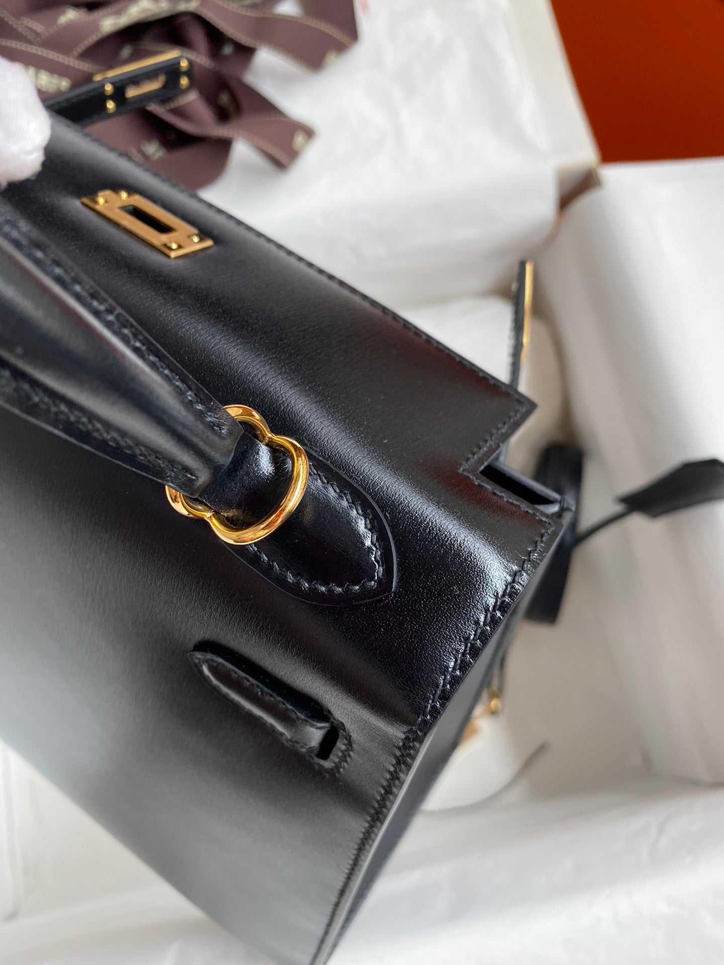 Kelly 25cm Box Leather Handbag - Full Set