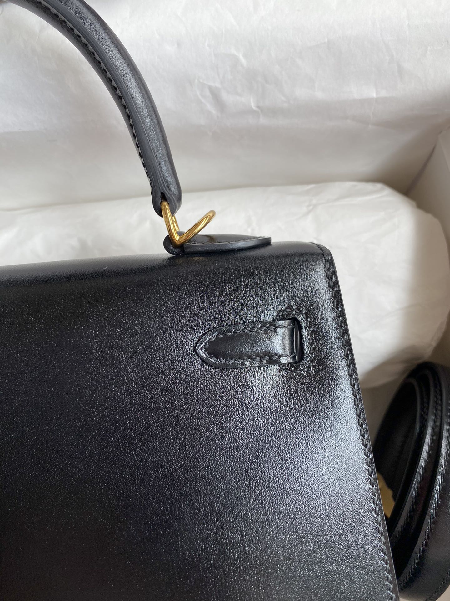 Kelly 25cm Box Leather Handbag - Full Set