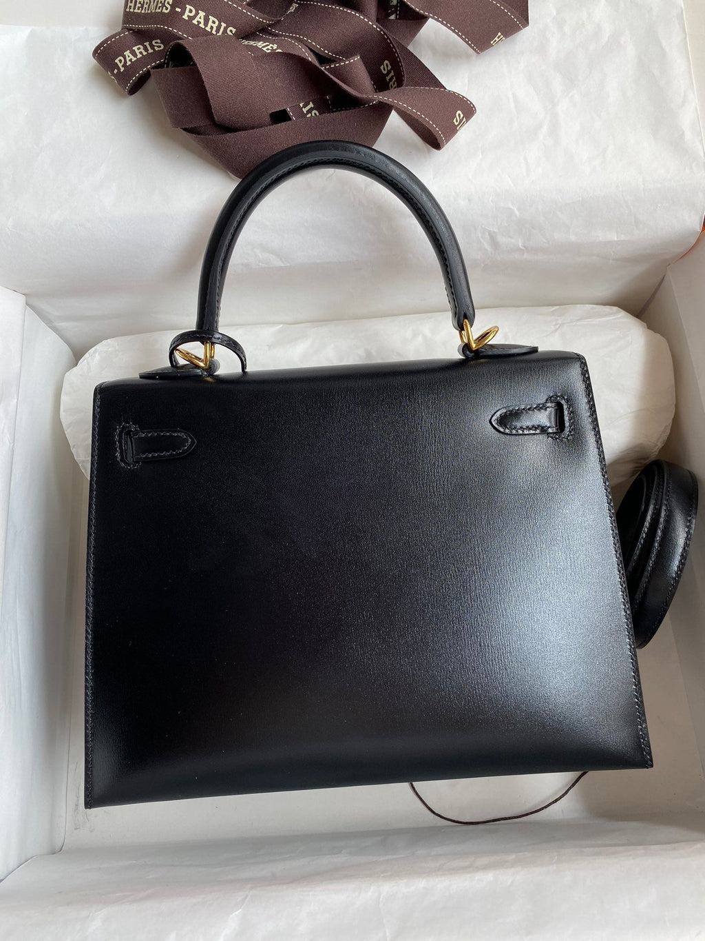 Kelly 25cm Box Leather Handbag - Full Set