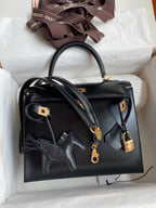 Kelly 25cm Box Leather Handbag - Full Set