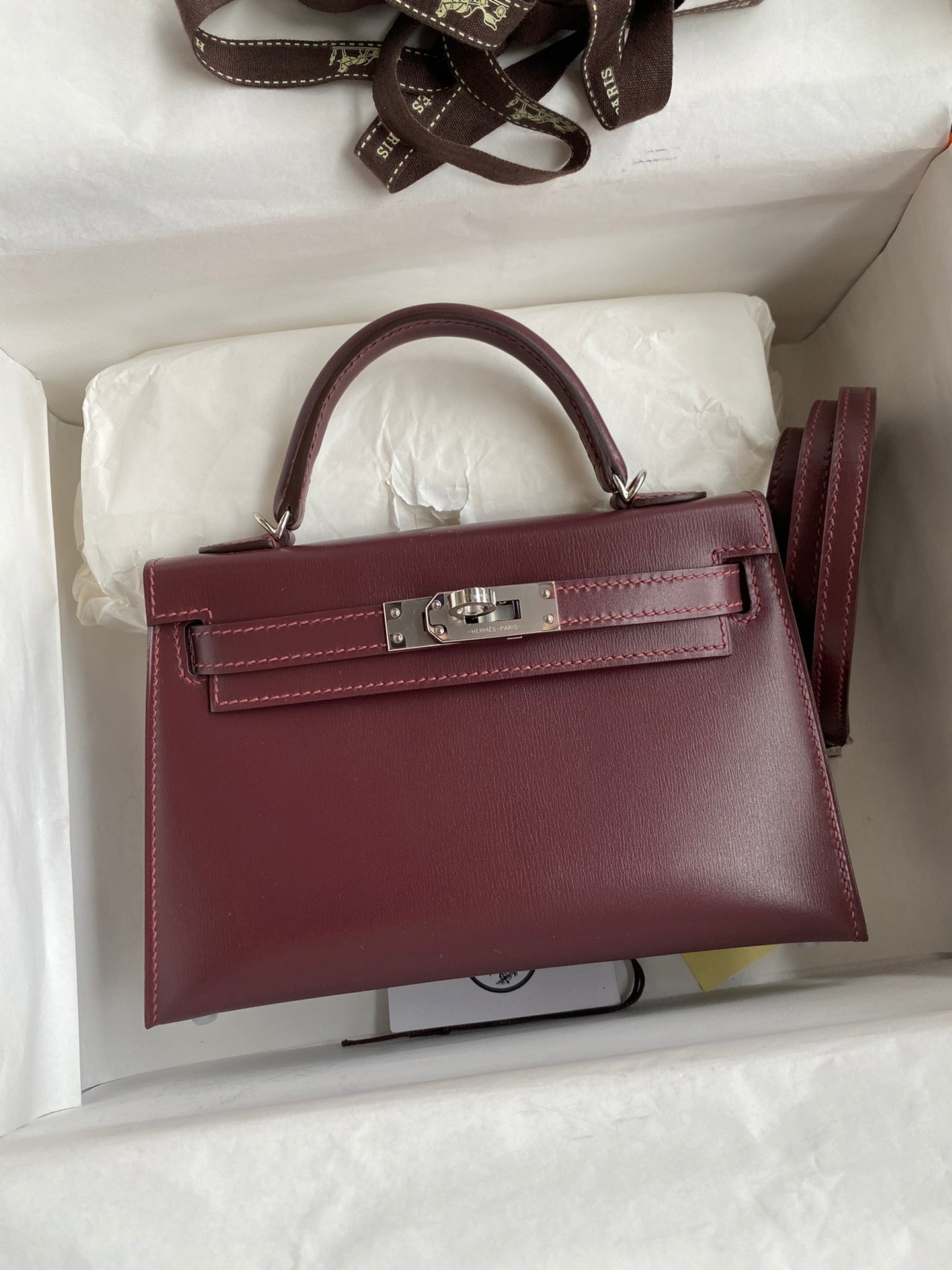 Mini Kelly 19cm Box Leather Handbag