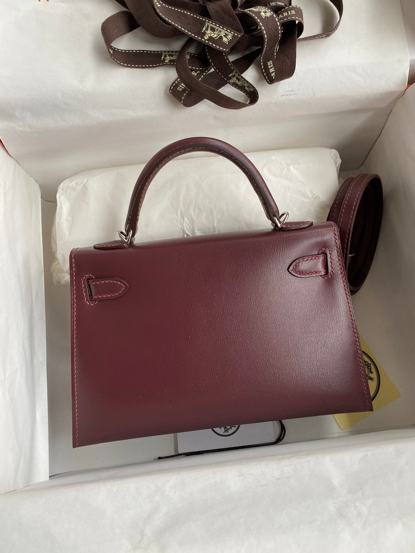 Mini Kelly 19cm Box Leather Handbag