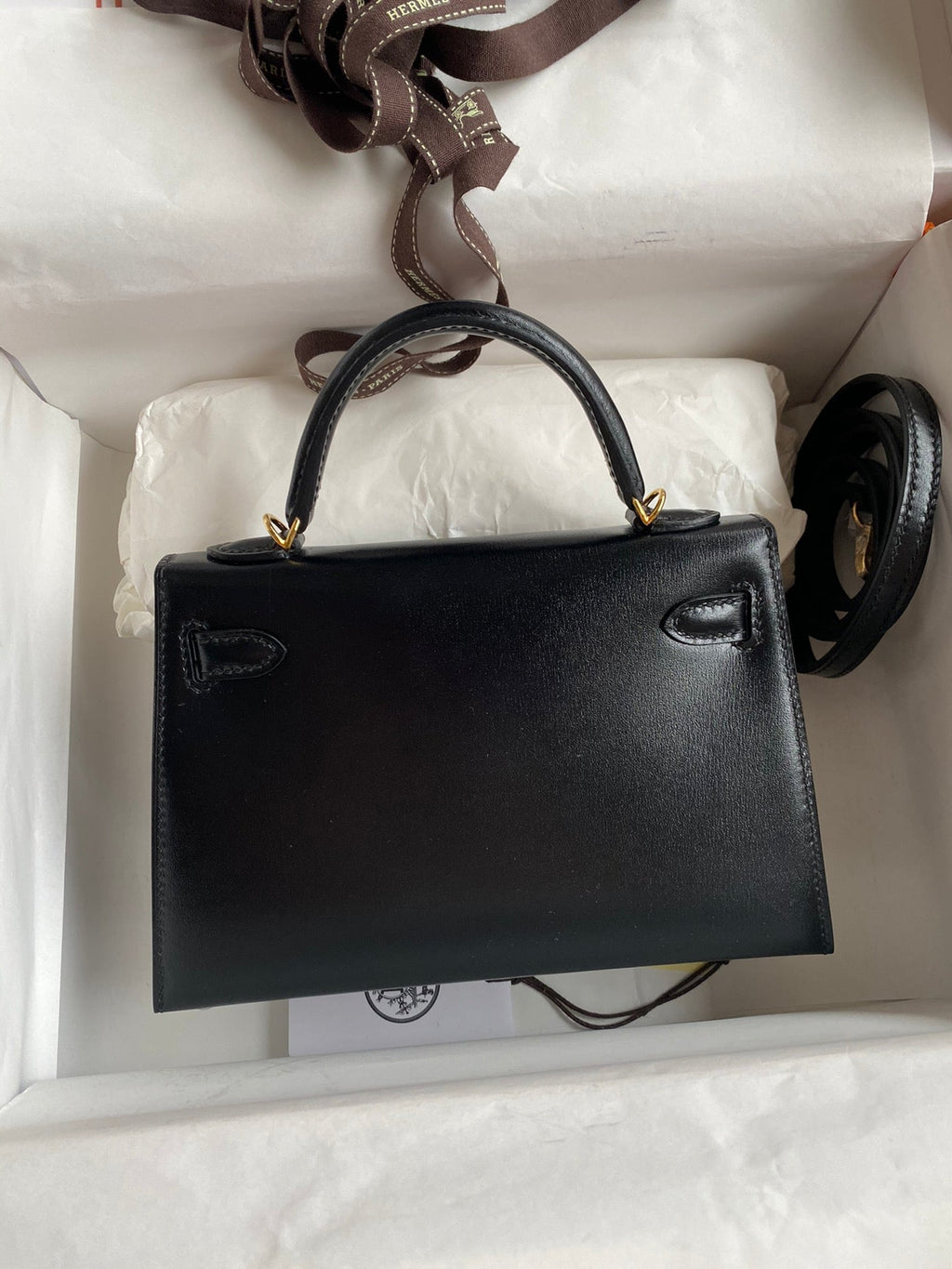 Mini Kelly 19cm Box Leather Handbag