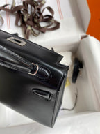 Mini Kelly 19cm Box Leather Handbag